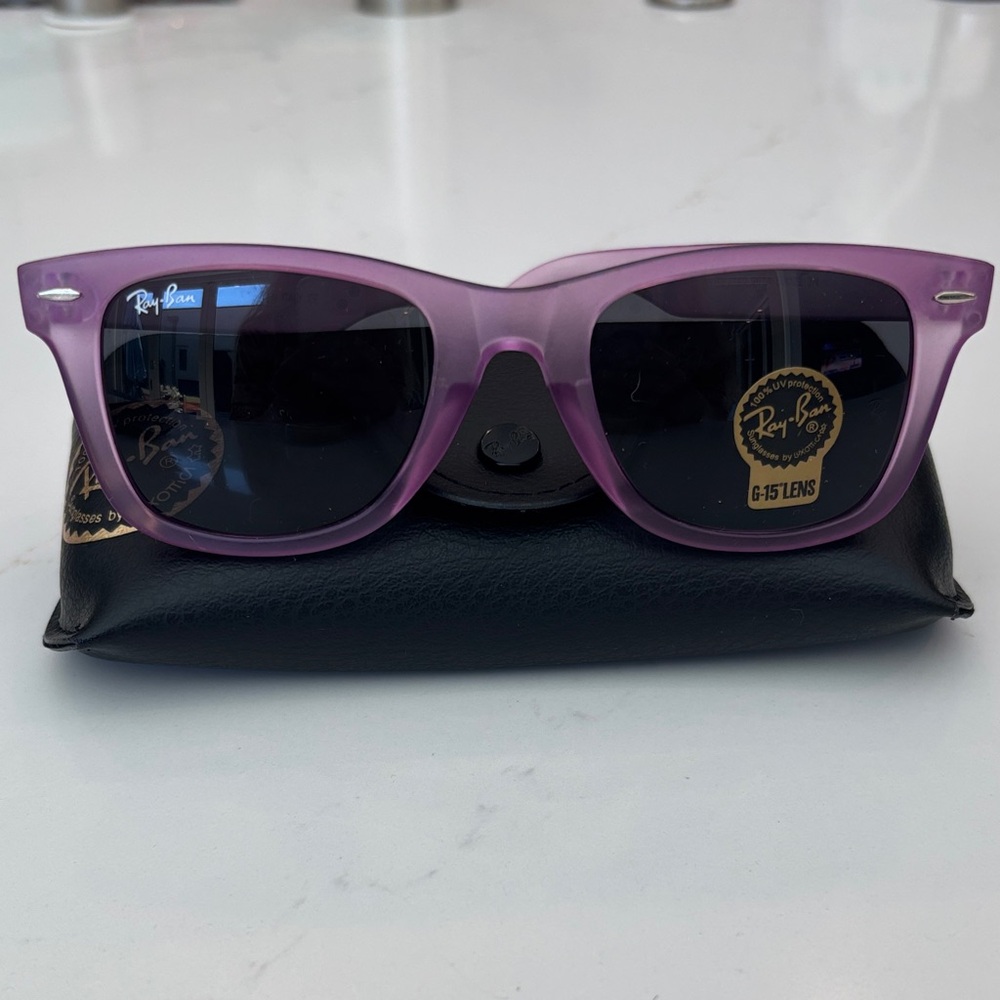Ray‑Ban Purple Original Wayfarer Sunglasses with Case NWT - Picture 12 of 14